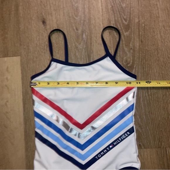 Tommy Hilfiger Kids Swim One Piece - White with Red, Blue, Stripes | Pool Beach - Picture 5 of 7
